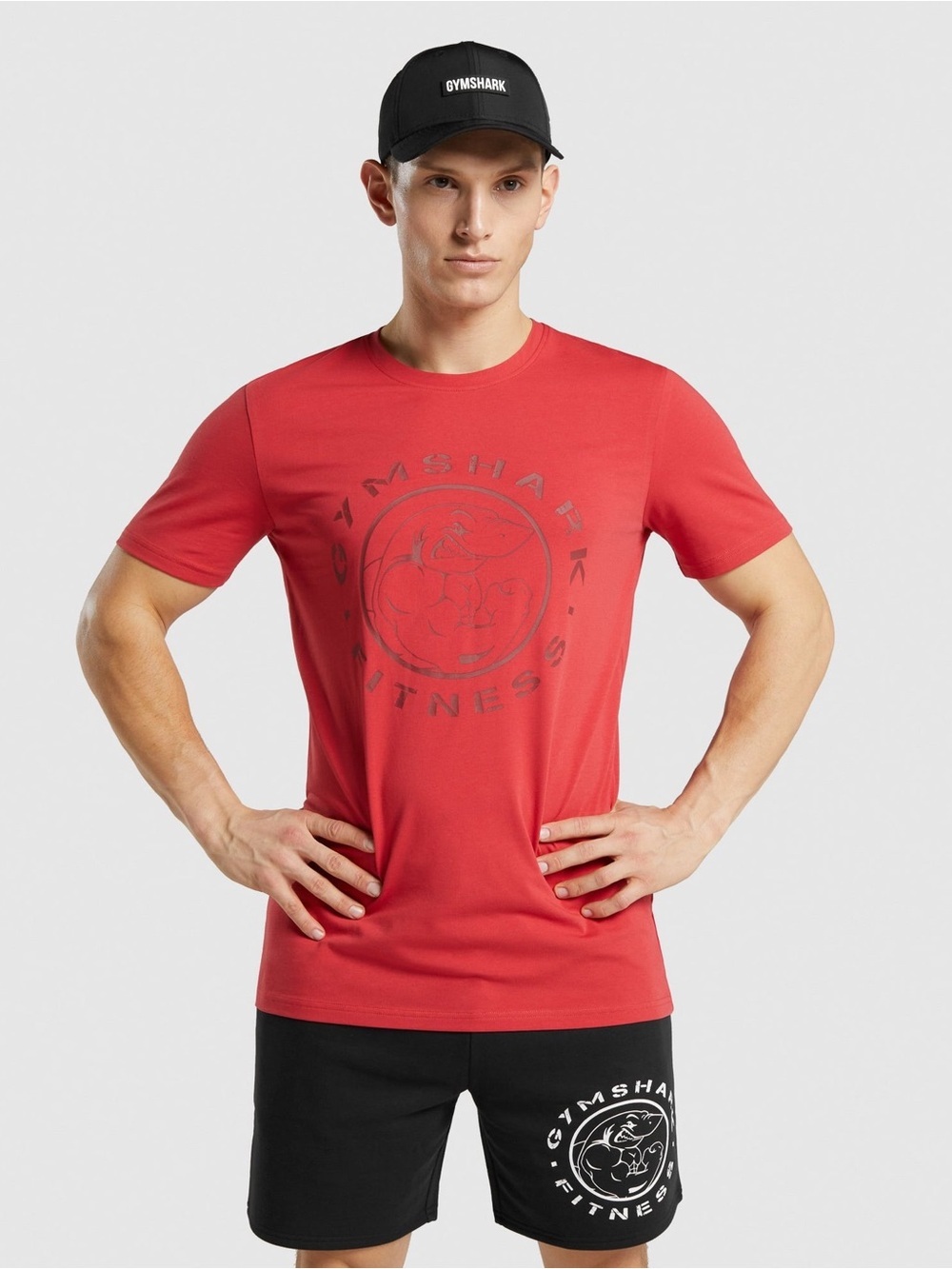 Gymshark Graphic Shark Logo Red Short Sleeve T-Shirt Men’s Size Medium